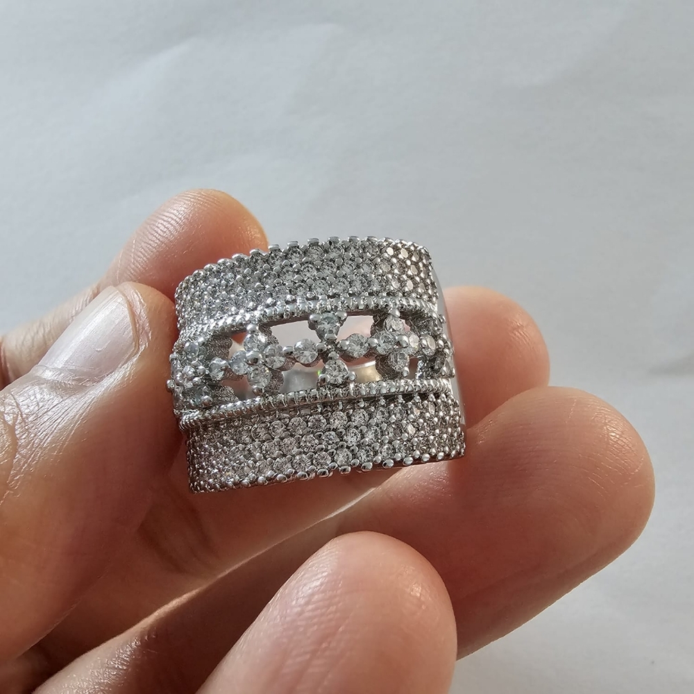 RATED White 925 silver sapphire ring - Picture 6 of 11